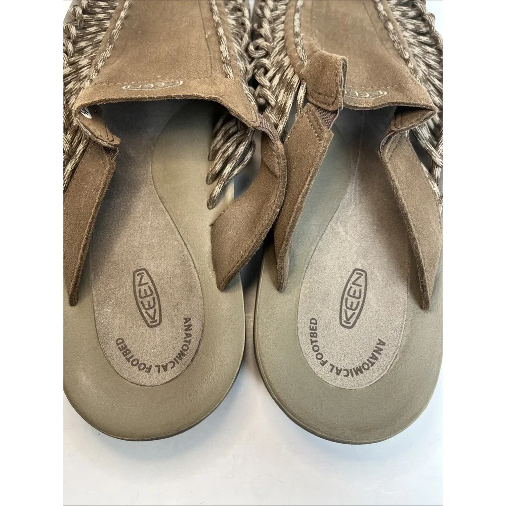 Keen Men's Uneek Slide On Sandal Size 13 Brown Suede Leather Net Shoes